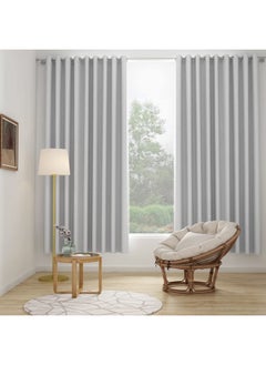 Wakefit Wakefit Curtains 7 feet Long Set of 2, Blackout Curtains, Door Curtains 7 feet, Curtains for Living Room, Polyester Solid Curtains, Decoration Items for Home Décor (Opaque - Agaya Grey)  - Image 1