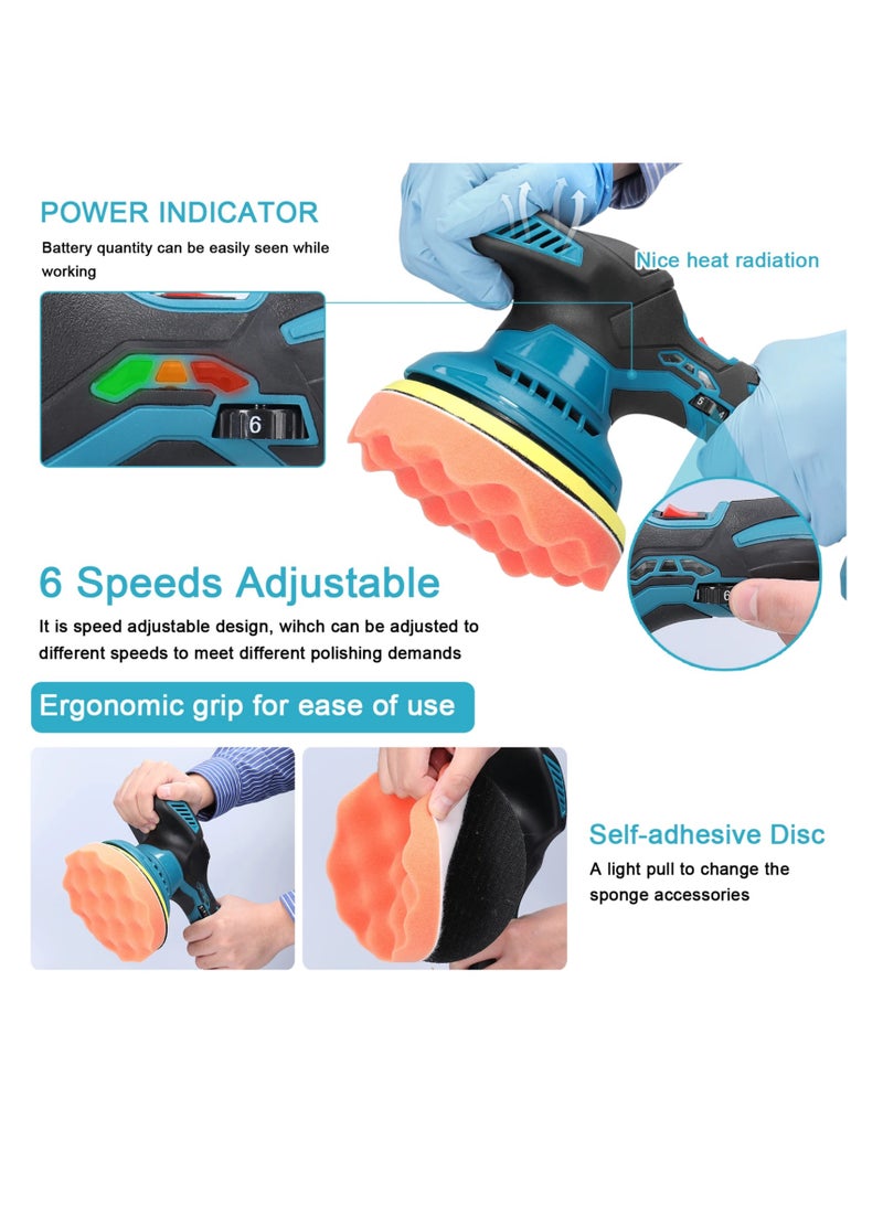 KKMOON Cordless Car Polisher 6 Gear Speed Adjustable 21V Electric Auto Polishing Machine Home Cleaning Waxing Sanding Machine - Image 3
