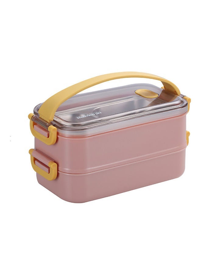 SMILEE Bento Lunch Box With Divider Pink 1600ml 800ml single layer vanilla Green - Image 1