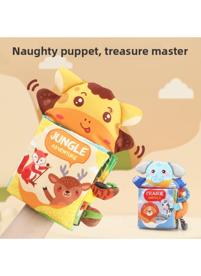 Generic - Baby Early Education Cloth Book Baby Enlightenment Puzzle Puppet Tear Can't Bite Cognitive Quiet Book Toy-Color:6631c Giraffe Hand Puppet Cloth Book-Specifications:19*3*22CM - Image 1