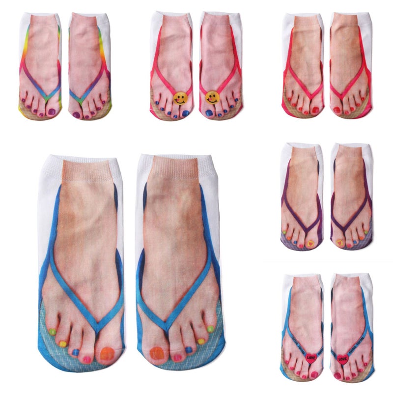 Explosions Flip-Flops 3D Socks Explosions Three-Dimensional Printed Socks Flip-Flops Socks Nail Socks Trembles With The Same Paragraph - Image 2