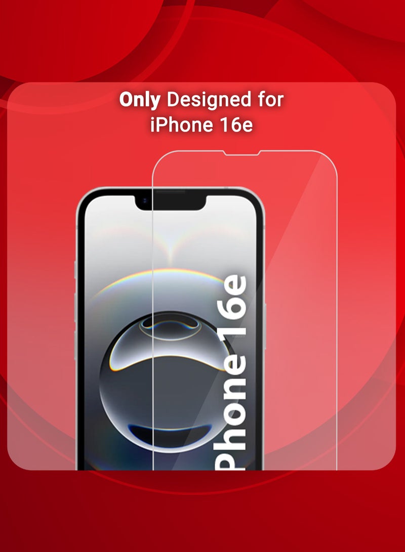 دوسالا حامي شاشة iPhone 16e شفاف عبوة من اثنين زجاج مقسى، صديق للحالات، صلابة 9H - Image 4