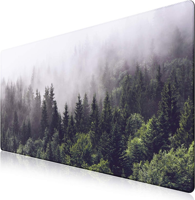 iCasso Extended Gaming Mouse Pad(35.4 x 15.7inch), Large Non-Slip Rubber Base Mousepad with Stitched Edges, Waterproof Keyboard Mouse Mat Desk Pad for Work, Game, Office, Home - Forest - Image 1