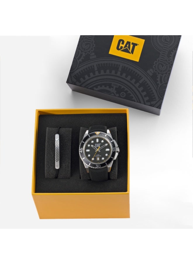 كات Caterpillar Men's Watch QC.141.21.121 Set-QC Black Mesh Black Bezel Black Dial - Image 2