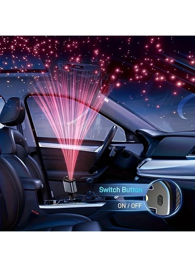 Noon 4 In 1 Fast USB C Car Charger With Space Gray Metallic Red Starry Sky Ambient Light 66W Dual Retractable Cable Dual USB Port Car Mobile Phone Charger Vehicle Romantic Atmosphere Artifact Simultaneously Charge 4 Devices 180 Degree Flexible Body Angle Adjustment Compatible With iPhone Galaxy And More Charging Devices Holiday Gift - Image 2