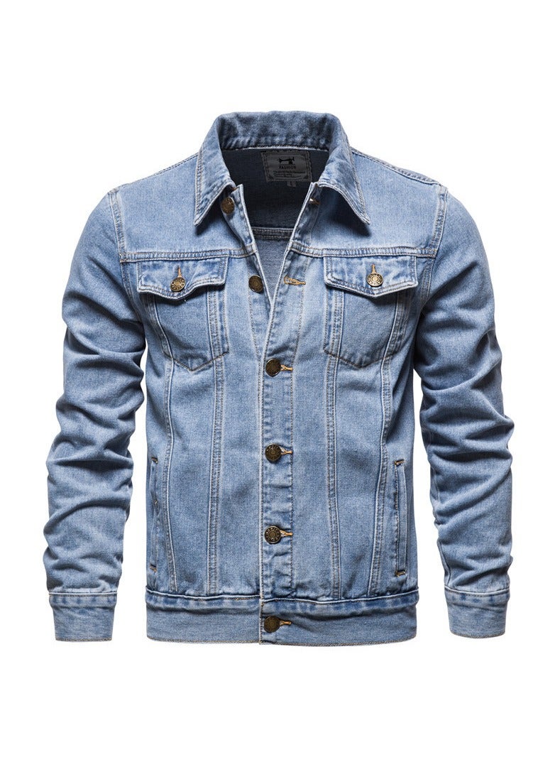 سترة جينز بأزرار باللون الأزرق - Image 1