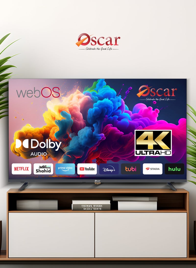 أوسكار تلفزيون أوسكار 55 بوصة فائق الوضوح 4K بتقنية WEBOS LED | شاشة بدون إطار، يدعم Apple AirPlay و Miracast لعكس الشاشة، متوافق مع Apple Home، تلفزيون ذكي، ثنائي اللغة (الإنجليزية والعربية)، تلفزيون بإطار نحيف للترفيه المنزلي - OS55PW4KM - Image 1