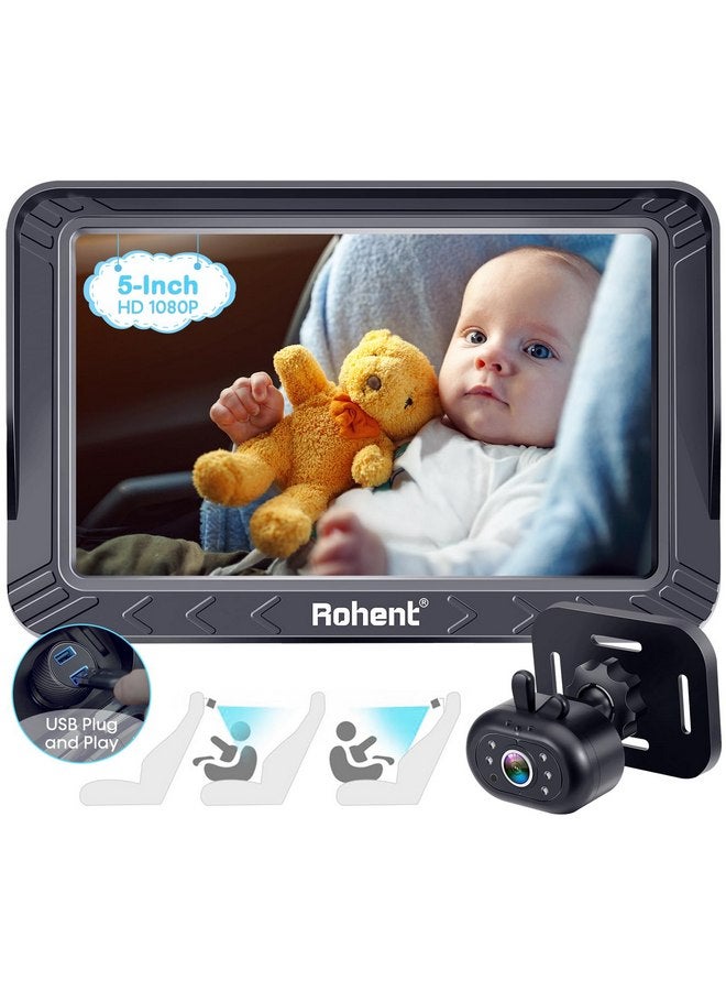 Rohent Baby Car Camera - 5-Inch HD 1080P, Night Vision, Easy Install, Rear & Forward-Facing Seat Camera, USB Powered Baby Camera for Car, Safety for Infants and Toddlers, No Tools Required - Image 1