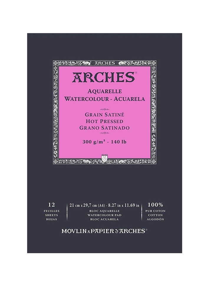 CANSON Arches Hot Pressed Cotton100%-21*29.7cm-300g-12pape