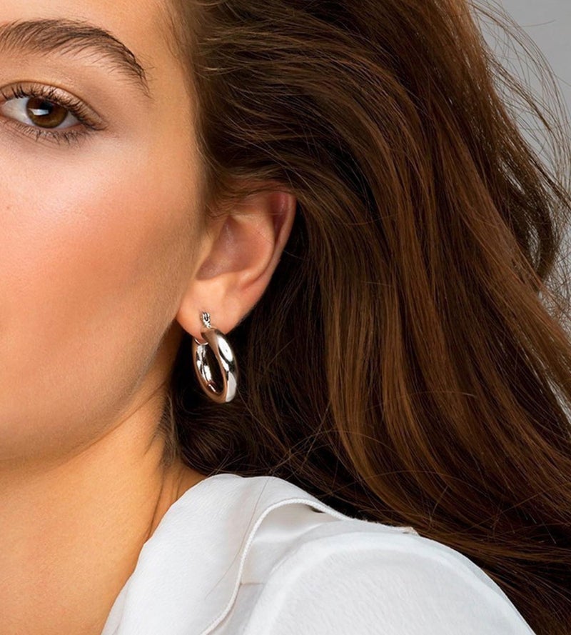 YEEZII Silver Hoop Earrings Set for Women, 18 Pairs Hypoallergenic Chunky Open Pearl Hoops Earring Multipack, Silver Statement Hoop Earrings for Women Trendy Jewelry - Image 2