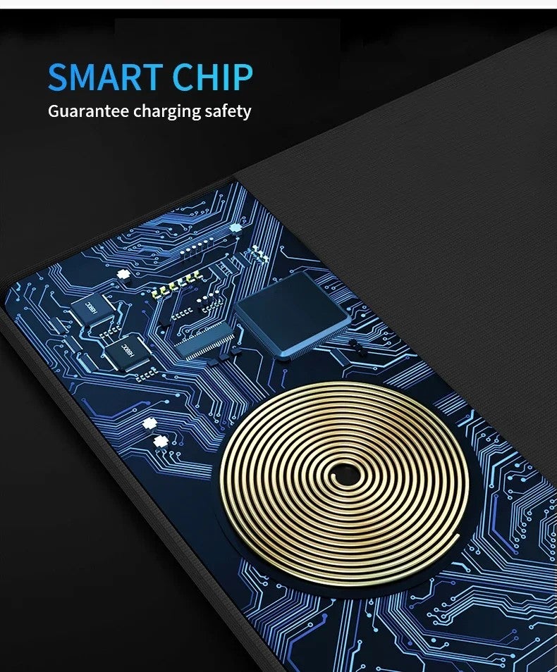 Y&D Office Desk Pad with Wireless Charger, Large Desk Mat Fast Charging for iPhone, Samsung, Huawei - Desk Protector - Image 3