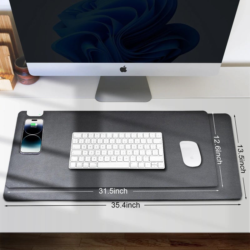 Y&D Office Desk Pad with Wireless Charger, Large Desk Mat Fast Charging for iPhone, Samsung, Huawei - Desk Protector - Image 4