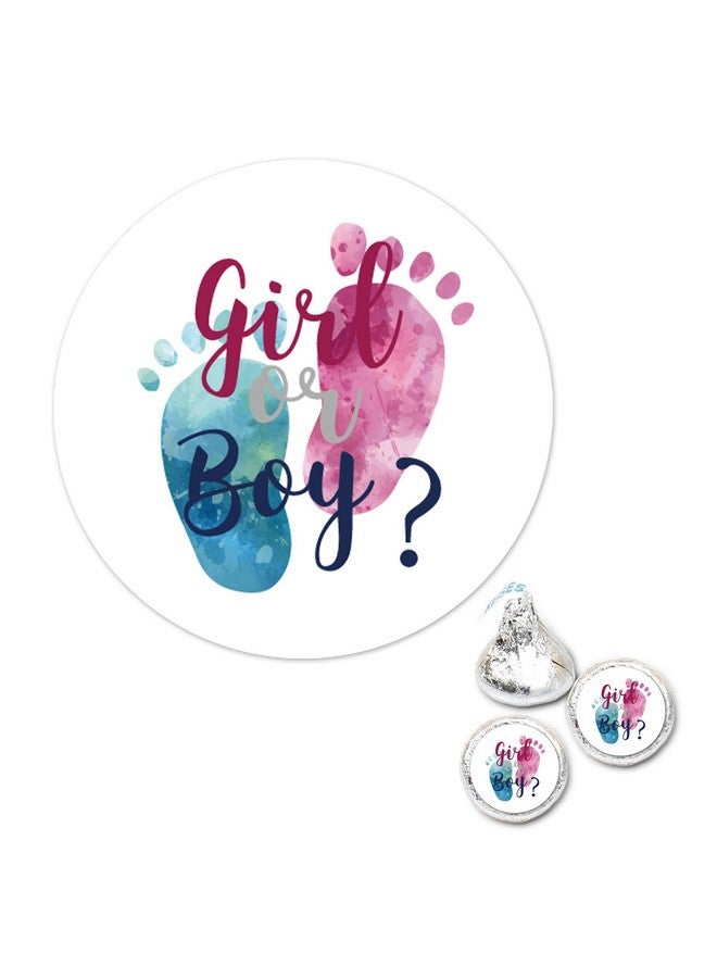 Mr.Mug 180 Chocolate Drop Labels Stickers-Gender Reveal Footprints Kisses Labels for Baby Shower, Girl or Boy Baby Shower Favor Labels. - Image 1