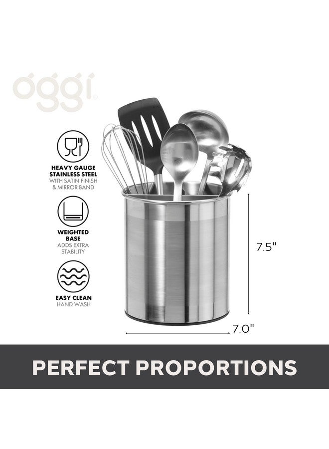 Oggi Oggi Jumbo Stainless Steel Rotating Utensil Holder with Removable Divider - Stylish kitchen cooking utensil organizer. Height 7.5".  - Image 5