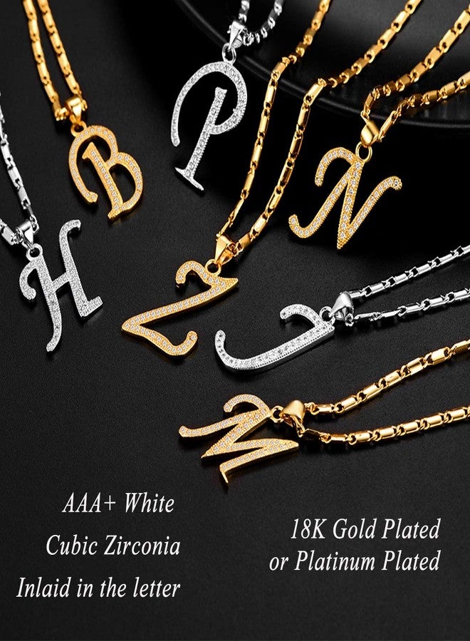 U7 Alphabet Letter Pendant Platinum Plated Chain Full CZ A-Z Name Jewelry Trendy Initial R Necklace for Women Men - Image 5
