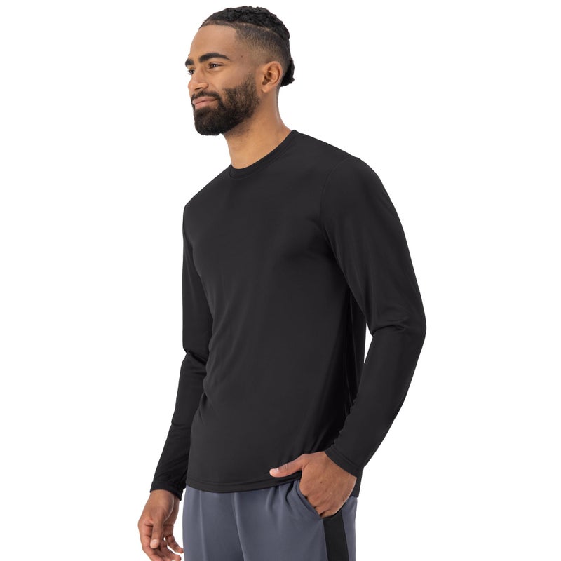 Hanes Men's Long Sleeve Cool Dri T-Shirt UPF 50+, Small, 2 Pack ,Black - Image 4