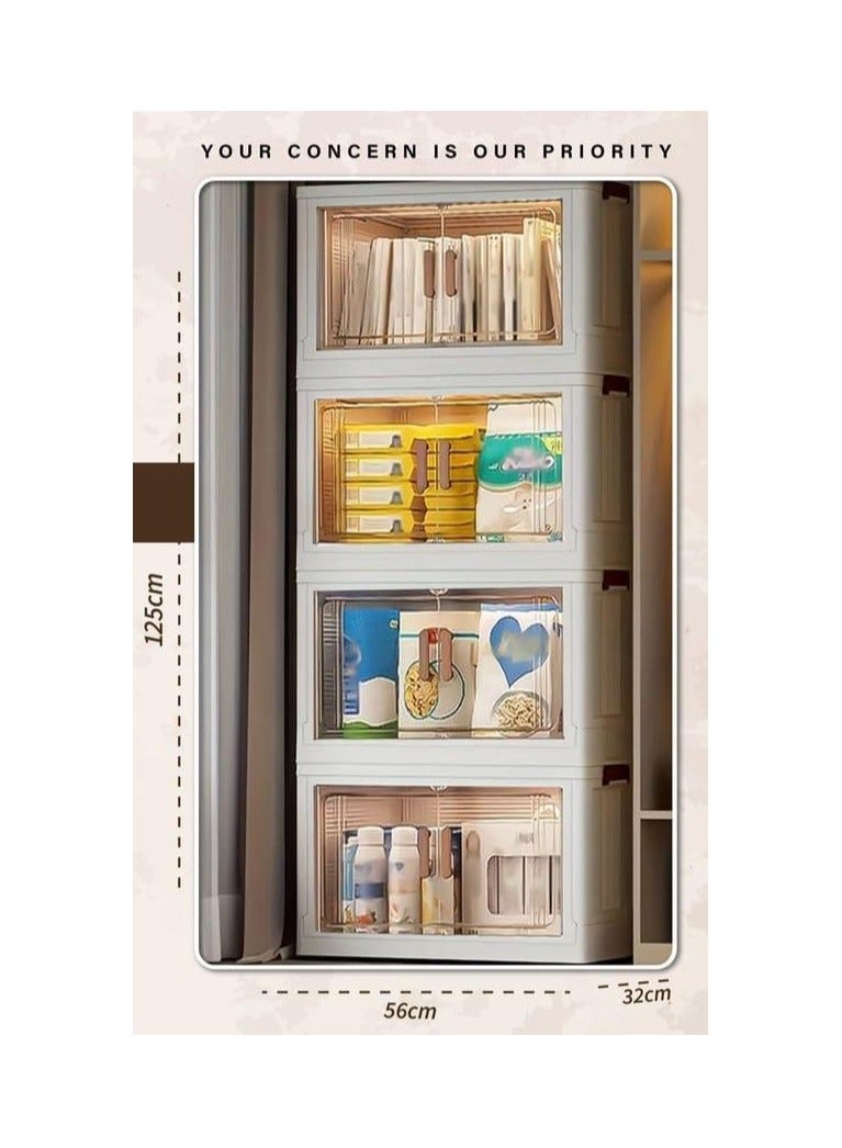 El Watania EL National Prime Mini Elite 4-Tier Wardrobe – Stylish White & Grey Storage Cabinet with Shelves, Space-Saving Design for Bedroom & Home Organization - Image 2