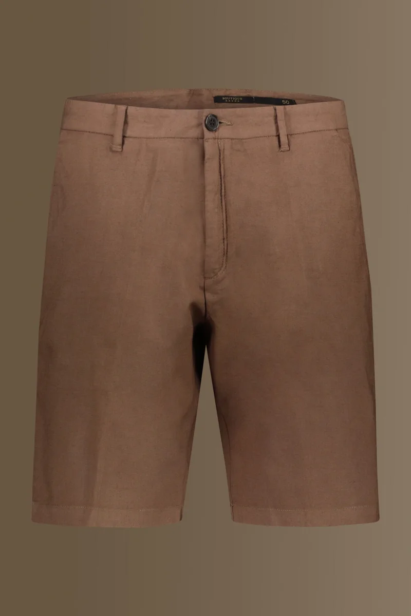 Doppelganger Brown Bermuda linen blend - Nut for Men | Best Price UAE