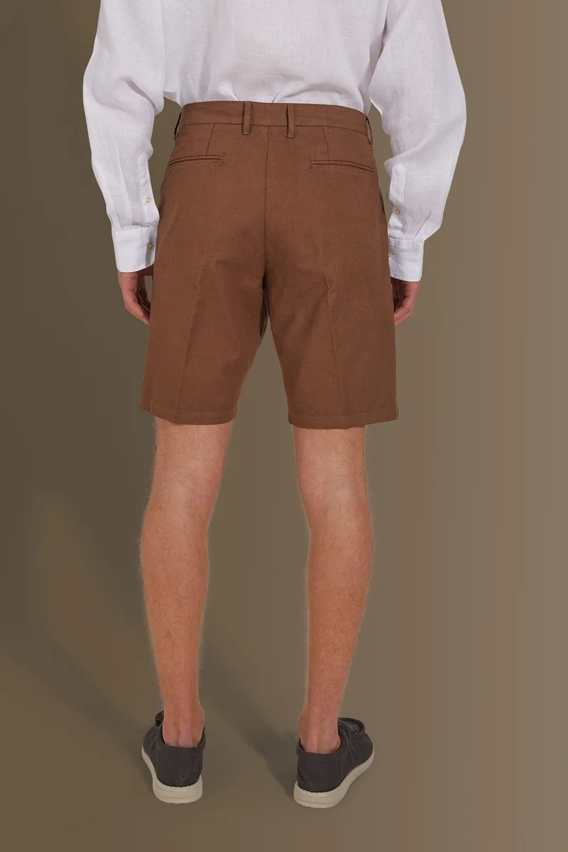 Doppelganger Brown Bermuda linen blend - Nut for Men | Best Price UAE