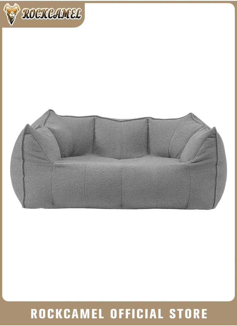 ROCKCAMEL Super Soft Double Bean Bag Sofa, Relieve Fatigue, Bean Bag Design Can Sleep Or Lie Down, Sponge Filling Skin-Friendly Fabric, Compressed Packaging, Detachable And Washable, Floor-Standing Sofa Suitable For Bedroom Balcony Living Room 120*80*80cm Gray  - Image 1
