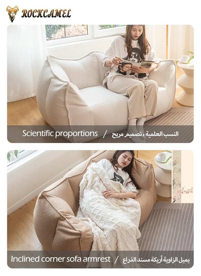 ROCKCAMEL Super Soft Double Bean Bag Sofa, Relieve Fatigue, Bean Bag Design Can Sleep Or Lie Down, Sponge Filling Skin-Friendly Fabric, Compressed Packaging, Detachable And Washable, Floor-Standing Sofa Suitable For Bedroom Balcony Living Room 120*80*80cm Gray  - Image 2