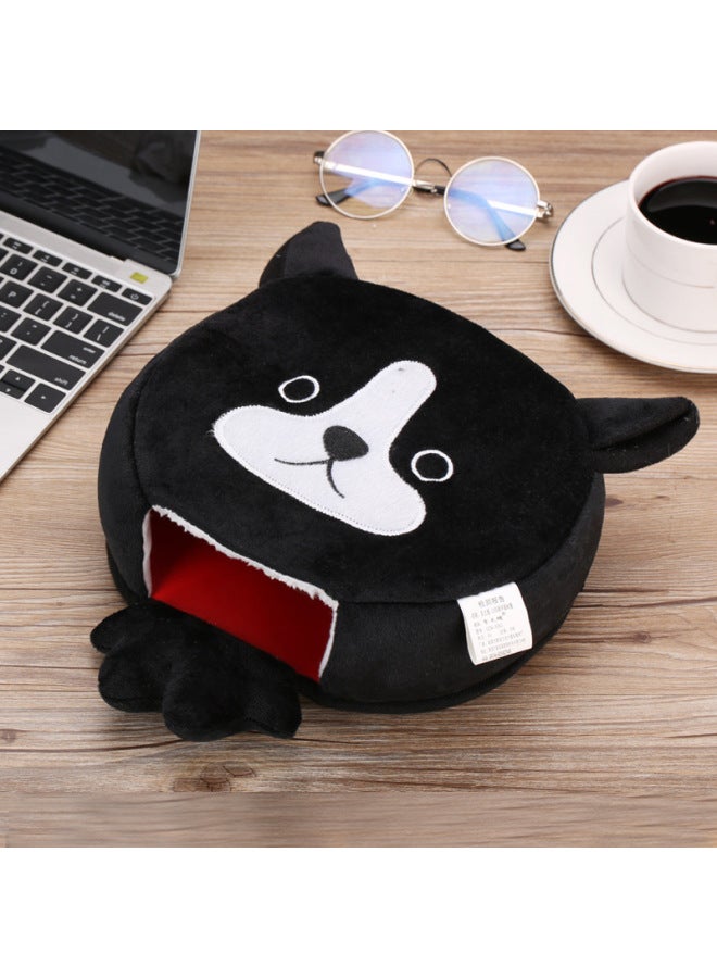 # Z Winter Heating Hand Warming Mouse Pad With Wrist Bracer Winter Mouse Cover Warm Computer Men's Fleece-lined Thickened Gloves L-Pattern:Little Black Dog (upgraded Plus Velvet, Thickened And Extra Large)  - Image 1
