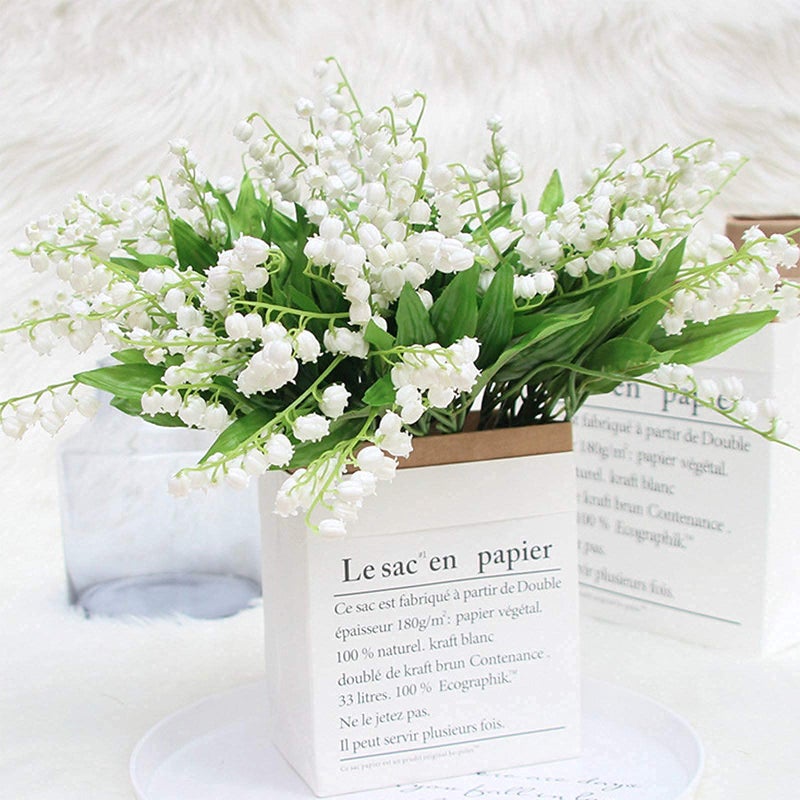 Tinsow 20 Pcs Artificial Lily of The Valley Faux Flowers Bell Orchid Wedding Bouquet  May Flower for Home Garden Wedding Party (20) - Image 4
