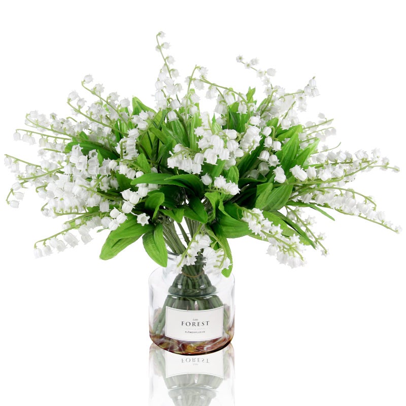 Tinsow 20 Pcs Artificial Lily of The Valley Faux Flowers Bell Orchid Wedding Bouquet  May Flower for Home Garden Wedding Party (20) - Image 1