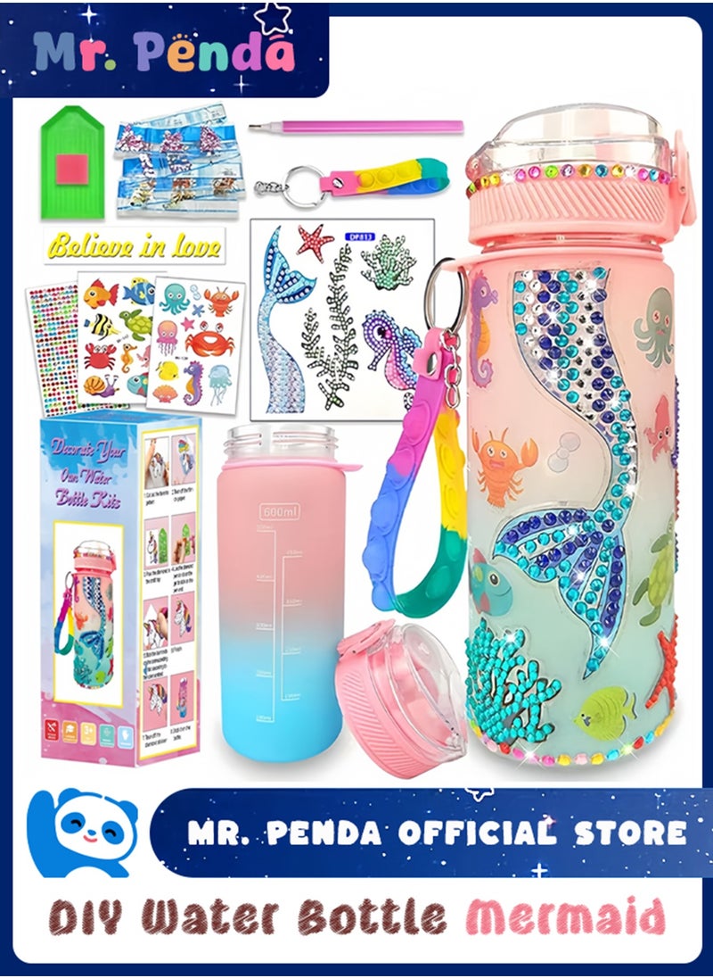 Mr. Penda Decorate Your Own Water Bottle Kits for Girls, Fun Arts and Crafts Gift Toys for Ages 3+, Gem Painting Crafts, Fun Arts and Crafts Gifts Toys for Girls Birthday (Pink)  - Image 1