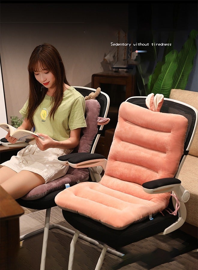Integrated Recliner Chair Seat Cushion Backrest Cushion Plush PP Cotton Back Support Office Chair Sofa Car Seat Cushion,Chair Cushions, Rocking Chair Cushion, Premium Plush PP Cotton (Pink rabbit)