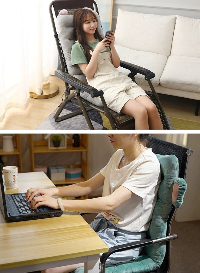 Integrated Recliner Chair Seat Cushion Backrest Cushion Plush PP Cotton Back Support Office Chair Sofa Car Seat Cushion,Chair Cushions, Rocking Chair Cushion, Premium Plush PP Cotton (Pink rabbit)