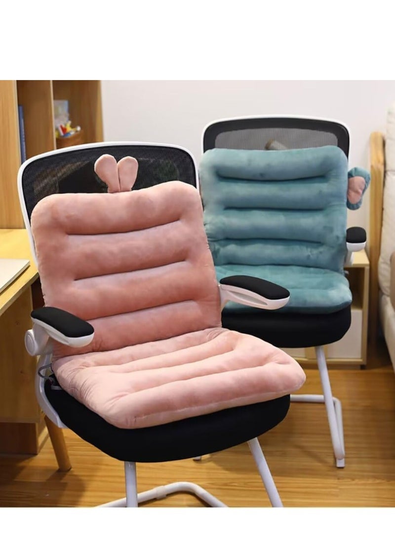 Integrated Recliner Chair Seat Cushion Backrest Cushion Plush PP Cotton Back Support Office Chair Sofa Car Seat Cushion,Chair Cushions, Rocking Chair Cushion, Premium Plush PP Cotton (Pink rabbit)