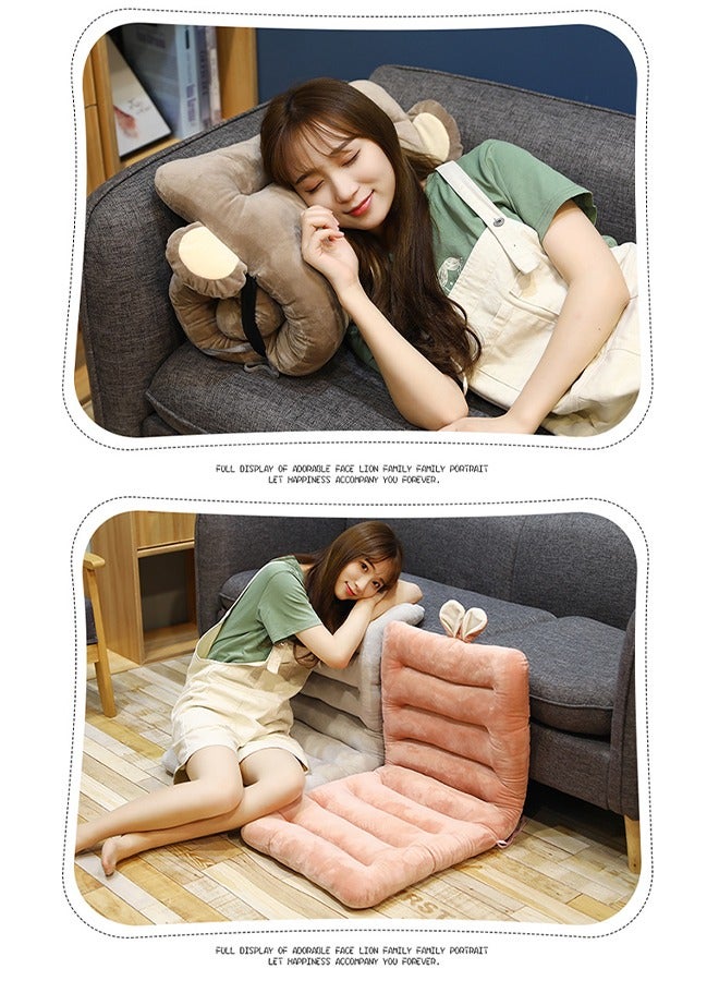 Integrated Recliner Chair Seat Cushion Backrest Cushion Plush PP Cotton Back Support Office Chair Sofa Car Seat Cushion,Chair Cushions, Rocking Chair Cushion, Premium Plush PP Cotton (Pink rabbit)