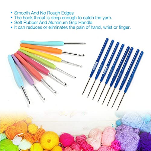 Qzep Crochet Set 53 Pcs Sewing Knitting Needle Hook Set,Sewing Knitting Needle Kit with 16pcs Soft Grip Handles Hooks 0.6mm-6mm, 1 Scissor, 1 Tape Measure, 3 Tapestry for Hand Knitted - Image 3