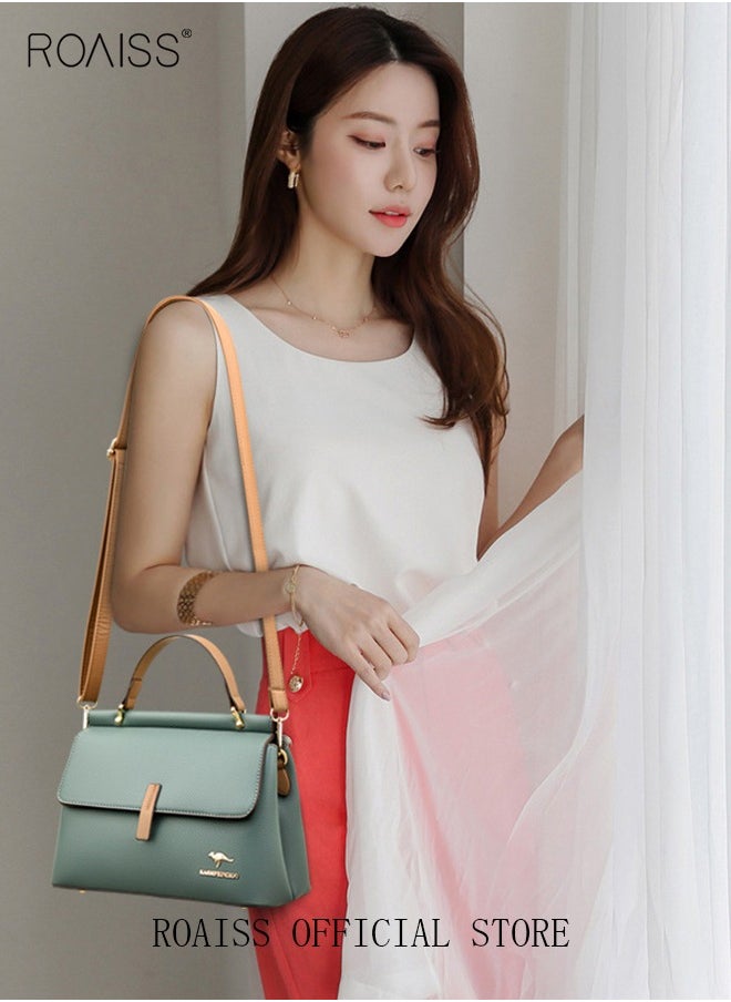 roaiss Texture Shoulder Crossbody Bag Fashion Elegant Exquisite Multi-pocket Charm High-Quality Fabric Large Capacity Handbag for Women/Mother/Girl Friend Gift Green  - Image 1