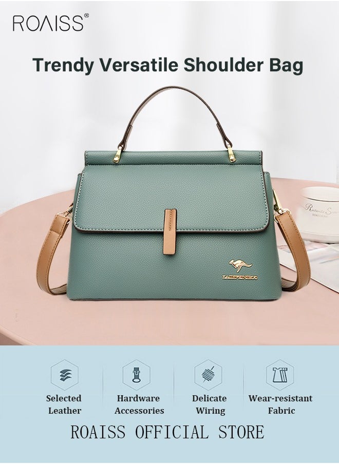 roaiss Texture Shoulder Crossbody Bag Fashion Elegant Exquisite Multi-pocket Charm High-Quality Fabric Large Capacity Handbag for Women/Mother/Girl Friend Gift Green  - Image 3