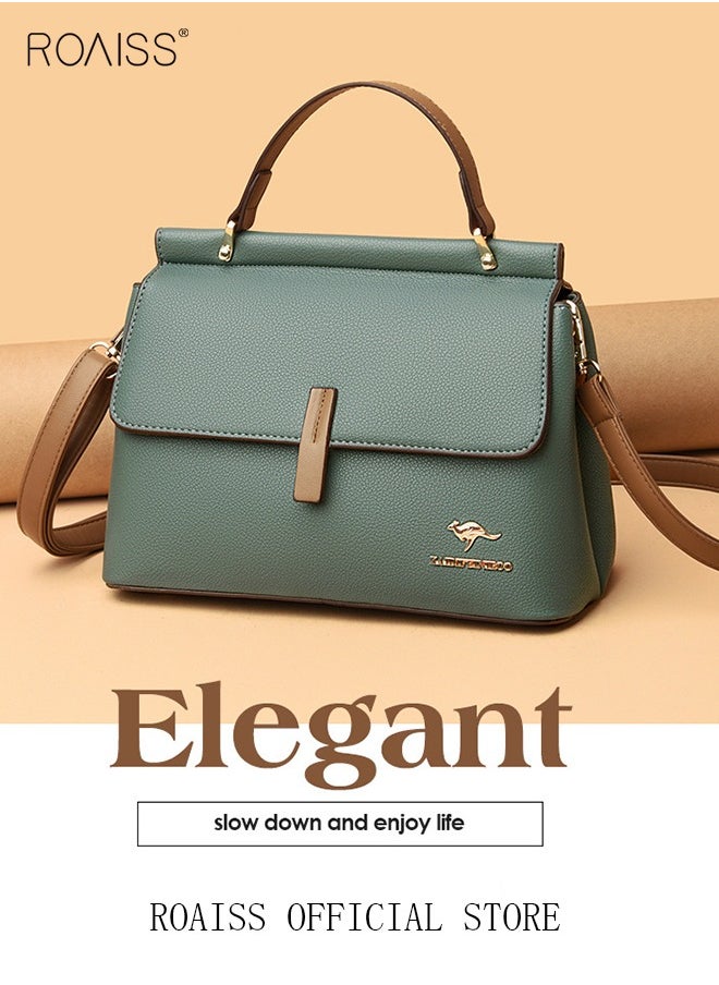 roaiss Texture Shoulder Crossbody Bag Fashion Elegant Exquisite Multi-pocket Charm High-Quality Fabric Large Capacity Handbag for Women/Mother/Girl Friend Gift Green  - Image 4