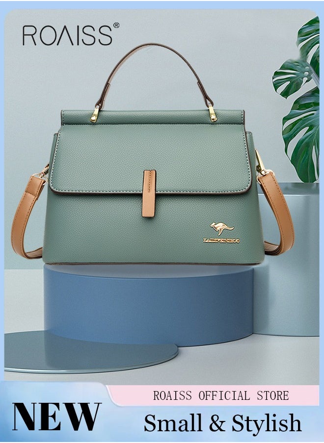 roaiss Texture Shoulder Crossbody Bag Fashion Elegant Exquisite Multi-pocket Charm High-Quality Fabric Large Capacity Handbag for Women/Mother/Girl Friend Gift Green  - Image 2