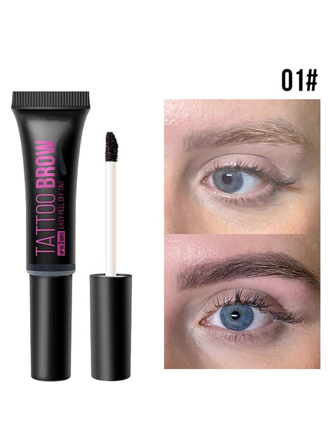 سمايل تاتو بورد تينت سهل التقشير - جل الحواجب مع فرشاة الماسكارا وثلاثة أشكال للحواجب مقاومة للماء للعرق لمدة 3 أيام طويلة الأمد تقشر الوشم جل الحاجب رمادي غامق # 01 - Image 2
