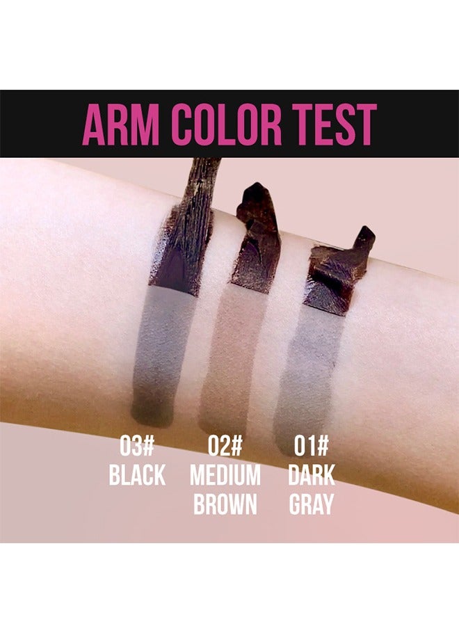 سمايل تاتو بورد تينت سهل التقشير - جل الحواجب مع فرشاة الماسكارا وثلاثة أشكال للحواجب مقاومة للماء للعرق لمدة 3 أيام طويلة الأمد تقشر الوشم جل الحاجب رمادي غامق # 01 - Image 5