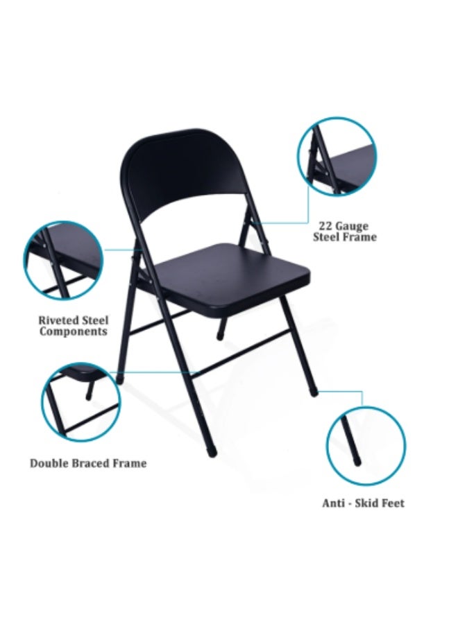 Easy-to-store folding metal chair for offices and meeting rooms; folding chair for home, office, and dining room. - Image 5