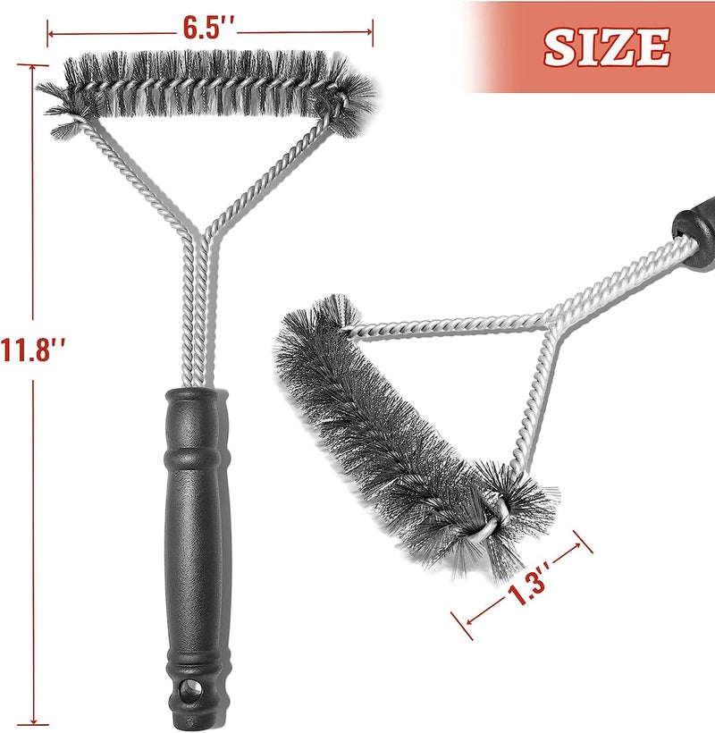 JUGTE BBQ Grill Cleaning Brush Safe Stainless Steel Barbecue Steam Sided Grill Brush Best for Gas Charcoal Porcelain Cast Iron All Grilling Grates Accessories Gift 12 Inch - Image 3