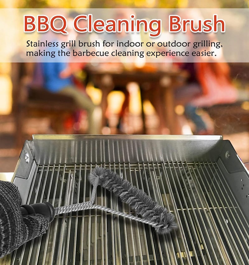 JUGTE BBQ Grill Cleaning Brush Safe Stainless Steel Barbecue Steam Sided Grill Brush Best for Gas Charcoal Porcelain Cast Iron All Grilling Grates Accessories Gift 12 Inch - Image 2