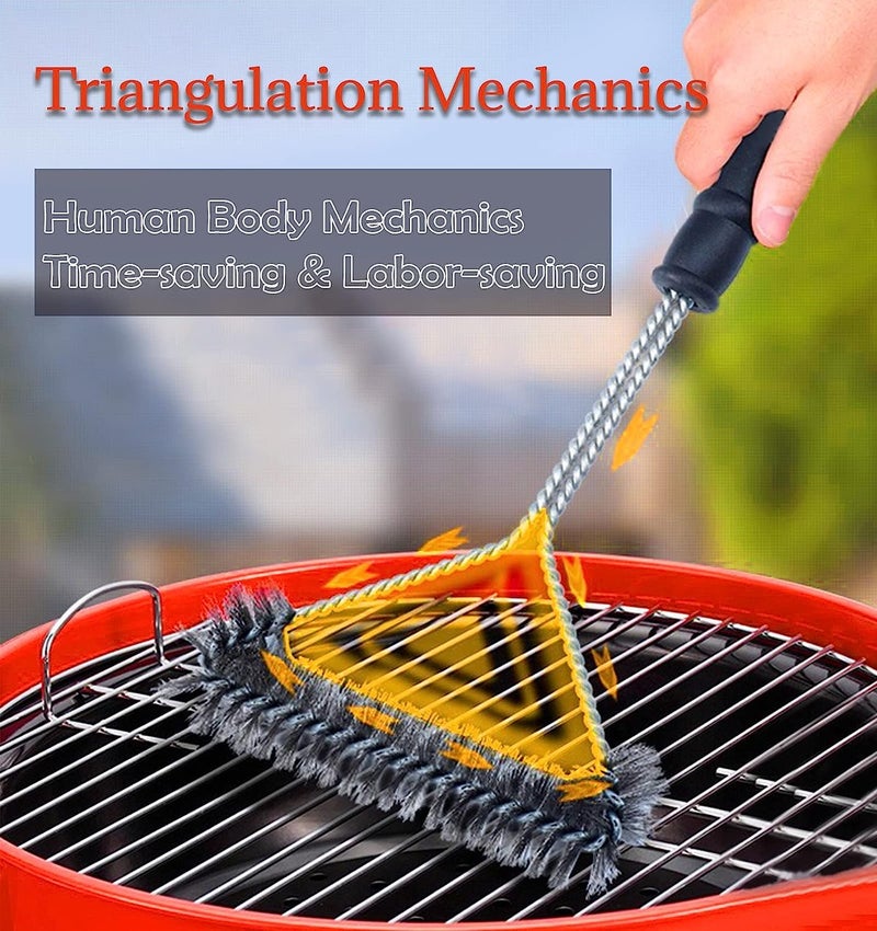 JUGTE BBQ Grill Cleaning Brush Safe Stainless Steel Barbecue Steam Sided Grill Brush Best for Gas Charcoal Porcelain Cast Iron All Grilling Grates Accessories Gift 12 Inch - Image 5