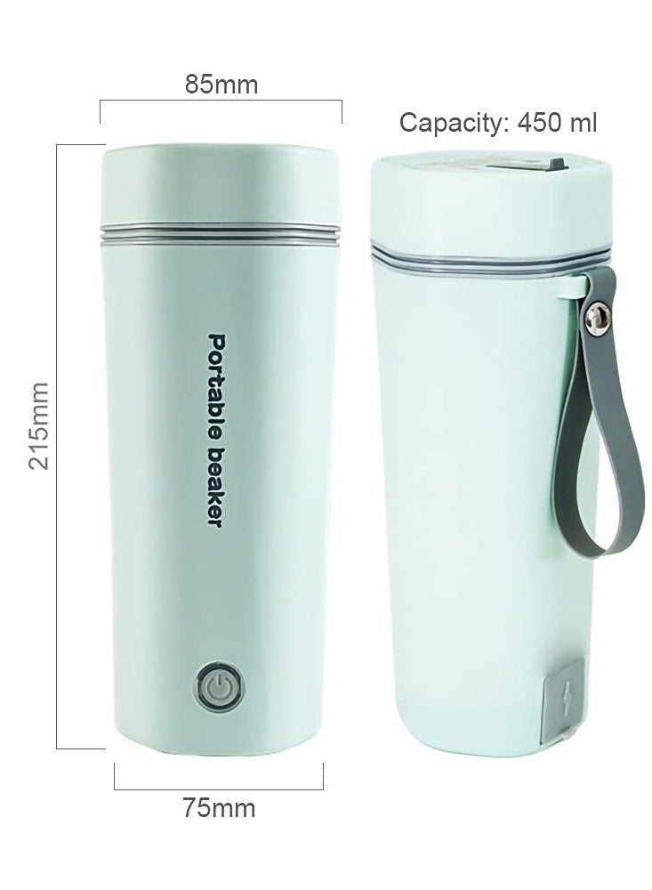 Portable Electric Kettle Stainless Steel Liner Travel Electric Cup Home Mini Heating Teapot Fast Cooking Single Cup Water Heater 350ml Hot Water Bottle (light Green)  - Image 4