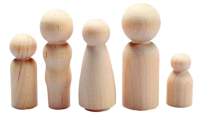 Hygloss Wood Peg Dolls Craft Paintable Birchwood Doll People Assorted Family 40 Pieces - Image 2