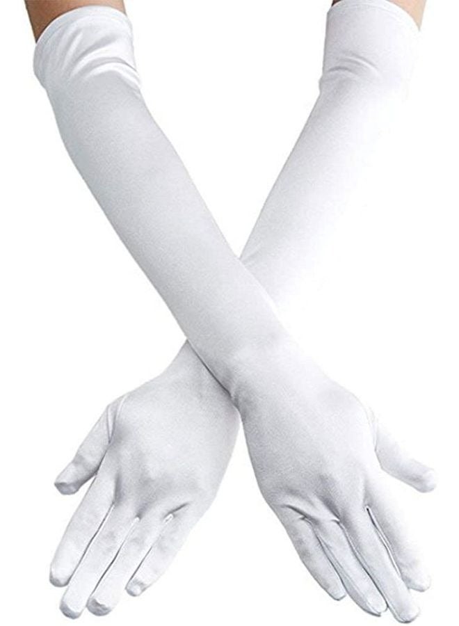 Elbow Satin Gloves Set for Evening Party Fashion Accessory - Image 2