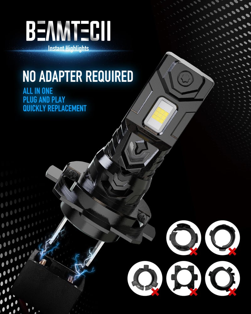 BEAMTECH H7 Light Bulb, No Adapter Need High Speed Fan 6500K Xenon White H7 Bulbs or Fog Lights Pack of 2 - Image 3