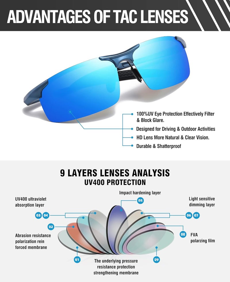 Duco Mens Sports Polarized Sunglasses UV Protection Sunglasses for Men 8177s - Image 5