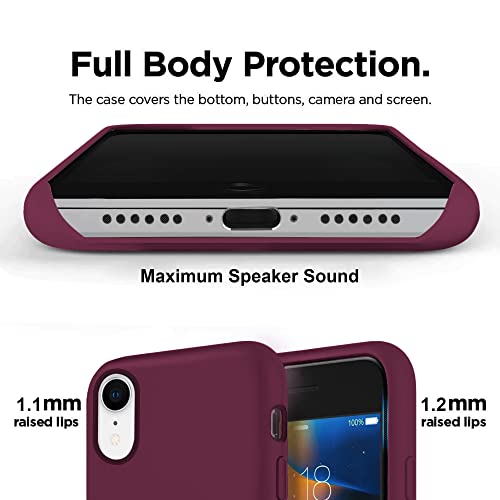 VONZEE Liquid Silicone Soft Back Cover for iPhone Xr Case, Shockproof Slim Camera & Full Body Protection Non Yellowing Cover with Microfiber Lining & Logo Cut (6.1 Inch) -Wine Red - Image 3